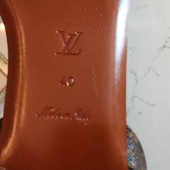 Louis Vuitton Gold Monogram Landscape Sandals, Authentic - Picture 11 of 13